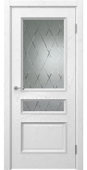 Межкомнатная дверь Actus 1.3PT шпон ясень белый, матовое стекло с гравировкой — 1026