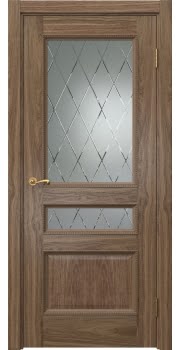Межкомнатная дверь Actus 1.3PT шпон американский орех, матовое стекло с гравировкой — 1021