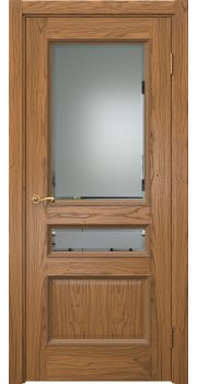 Межкомнатная дверь Actus 1.3PT шпон дуб шервуд, матовое стекло с фацетом — 1013