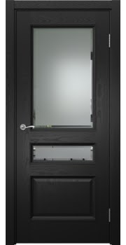 Межкомнатная дверь Actus 1.3PT шпон ясень черный, матовое стекло с фацетом — 1033