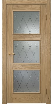 Межкомнатная дверь Actus 4.3L натуральный шпон дуба, матовое стекло с гравировкой — 1190