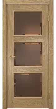 Межкомнатная дверь Actus 4.3L натуральный шпон дуба, матовое бронзовое стекло с фацетом — 1193