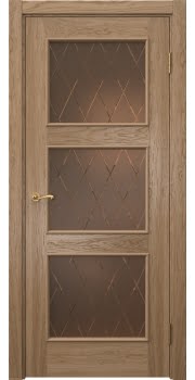 Межкомнатная дверь Actus 4.3L шпон дуб светлый, матовое бронзовое стекло с гравировкой — 1196