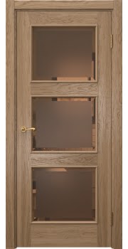 Межкомнатная дверь Actus 4.3L шпон дуб светлый, матовое бронзовое стекло с фацетом — 1198