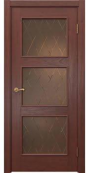 Межкомнатная дверь Actus 4.3L шпон красное дерево, матовое бронзовое стекло с гравировкой — 1206