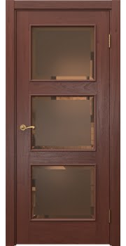Межкомнатная дверь Actus 4.3L шпон красное дерево, матовое бронзовое стекло с фацетом — 1208