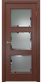 Межкомнатная дверь Actus 4.3L шпон красное дерево, матовое стекло с фацетом — 1207
