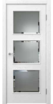 Межкомнатная дверь Actus 4.3L шпон ясень белый, матовое стекло с фацетом — 1216