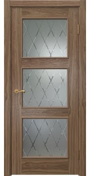 Межкомнатная дверь Actus 4.3L шпон американский орех, матовое стекло с гравировкой — 1210