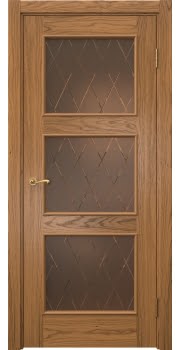 Межкомнатная дверь Actus 4.3L шпон дуб шервуд, матовое бронзовое стекло с гравировкой — 1201