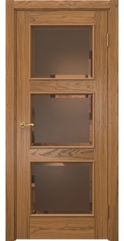 Межкомнатная дверь Actus 4.3L шпон дуб шервуд, матовое бронзовое стекло с фацетом — 1203