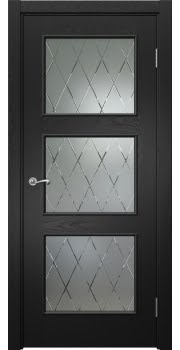 Межкомнатная дверь Actus 4.3L шпон ясень черный, матовое стекло с гравировкой — 1221