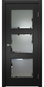 Межкомнатная дверь Actus 4.3L шпон ясень черный, матовое стекло с фацетом — 1222