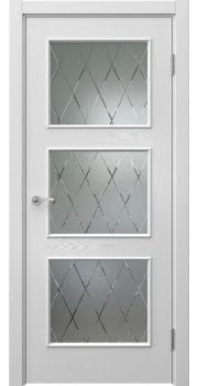 Межкомнатная дверь Actus 4.3L шпон ясень серый, матовое стекло с гравировкой — 1218