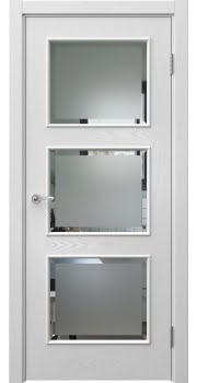 Межкомнатная дверь Actus 4.3L шпон ясень серый, матовое стекло с фацетом — 1219
