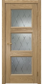 Межкомнатная дверь Actus 4.3P натуральный шпон дуба, матовое стекло с гравировкой — 1224