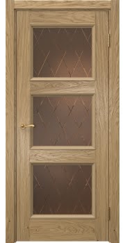 Межкомнатная дверь Actus 4.3P натуральный шпон дуба, матовое бронзовое стекло с гравировкой — 1225