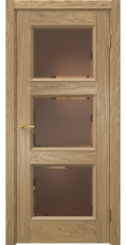 Межкомнатная дверь Actus 4.3P натуральный шпон дуба, матовое бронзовое стекло с фацетом — 1227