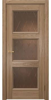 Межкомнатная дверь Actus 4.3P шпон дуб светлый, матовое бронзовое стекло с гравировкой — 1230