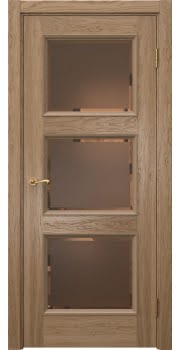 Межкомнатная дверь Actus 4.3P шпон дуб светлый, матовое бронзовое стекло с фацетом — 1232
