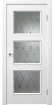 Межкомнатная дверь Actus 4.3P шпон ясень белый, матовое стекло с гравировкой — 1249