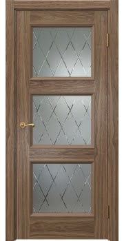 Межкомнатная дверь Actus 4.3P шпон американский орех, матовое стекло с гравировкой — 1244