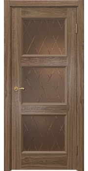 Межкомнатная дверь Actus 4.3P шпон американский орех, матовое бронзовое стекло с гравировкой — 1245