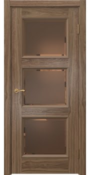 Межкомнатная дверь Actus 4.3P шпон американский орех, матовое бронзовое стекло с фацетом — 1247