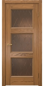 Межкомнатная дверь Actus 4.3P шпон дуб шервуд, матовое бронзовое стекло с гравировкой — 1235