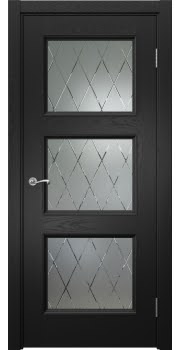 Межкомнатная дверь Actus 4.3P шпон ясень черный, матовое стекло с гравировкой — 1255
