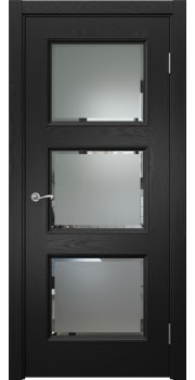 Межкомнатная дверь Actus 4.3P шпон ясень черный, матовое стекло с фацетом — 1256