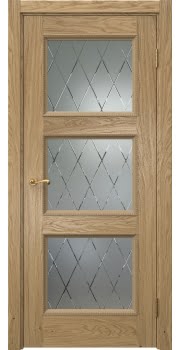 Межкомнатная дверь Actus 4.3PT натуральный шпон дуба, матовое стекло с гравировкой — 1258