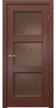 Межкомнатная дверь Actus 4.3PT шпон красное дерево, матовое бронзовое стекло с гравировкой — 1274