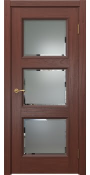 Межкомнатная дверь Actus 4.3PT шпон красное дерево, матовое стекло с фацетом — 1275