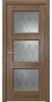Межкомнатная дверь Actus 4.3PT шпон американский орех, матовое стекло с гравировкой — 1278
