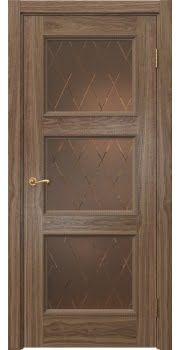 Межкомнатная дверь Actus 4.3PT шпон американский орех, матовое бронзовое стекло с гравировкой — 1279