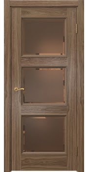 Межкомнатная дверь Actus 4.3PT шпон американский орех, матовое бронзовое стекло с фацетом — 1281