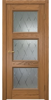 Межкомнатная дверь Actus 4.3PT шпон дуб шервуд, матовое стекло с гравировкой — 1268