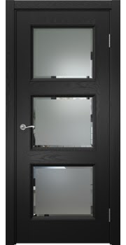 Межкомнатная дверь Actus 4.3PT шпон ясень черный, матовое стекло с фацетом — 1290