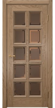 Межкомнатная дверь Actus 5.10 шпон дуб светлый, матовое бронзовое стекло с фацетом — 1050