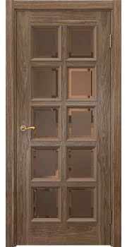 Межкомнатная дверь Actus 5.10 шпон американский орех, матовое бронзовое стекло с фацетом — 1056