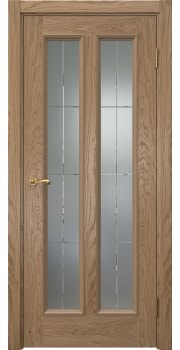 Межкомнатная дверь Actus 5.2 шпон дуб светлый, матовое стекло с гравировкой — 1064
