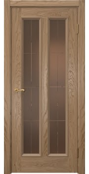 Межкомнатная дверь Actus 5.2 шпон дуб светлый, матовое бронзовое стекло с гравировкой — 1063