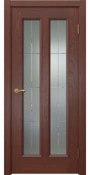 Межкомнатная дверь Actus 5.2 шпон красное дерево, матовое стекло с гравировкой — 1070
