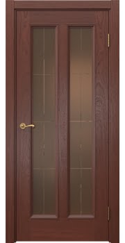 Межкомнатная дверь Actus 5.2 шпон красное дерево, матовое бронзовое стекло с гравировкой — 1069