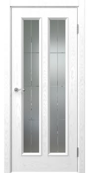 Межкомнатная дверь Actus 5.2 шпон ясень белый, матовое стекло с гравировкой — 1075