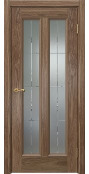 Межкомнатная дверь Actus 5.2 шпон американский орех, матовое стекло с гравировкой — 1073