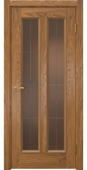 Межкомнатная дверь Actus 5.2 шпон дуб шервуд, матовое бронзовое стекло с гравировкой — 1066