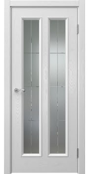 Межкомнатная дверь Actus 5.2 шпон ясень серый, матовое стекло с гравировкой — 1077