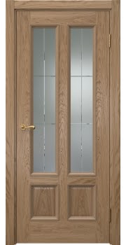 Межкомнатная дверь Actus 5.4 шпон дуб светлый, матовое стекло с гравировкой — 1085